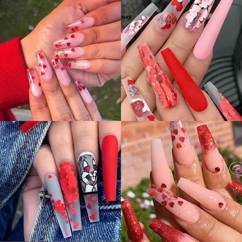 全像甜心美甲亮片閃亮雷射螢光星蝶3D美甲裝飾配件 10 最佳銷售 心型閃光 - №5