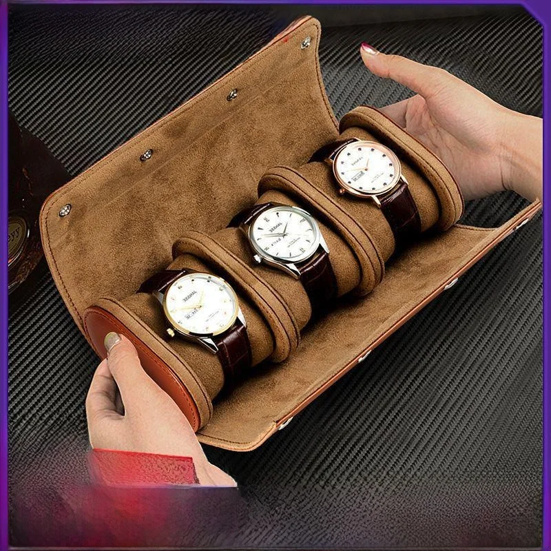 

Portable Watch Storage Bag Mechanical Watch Protective Dustproof Leather Case 1 2 3 Places Watch Bag Seat Gap Organizer Box