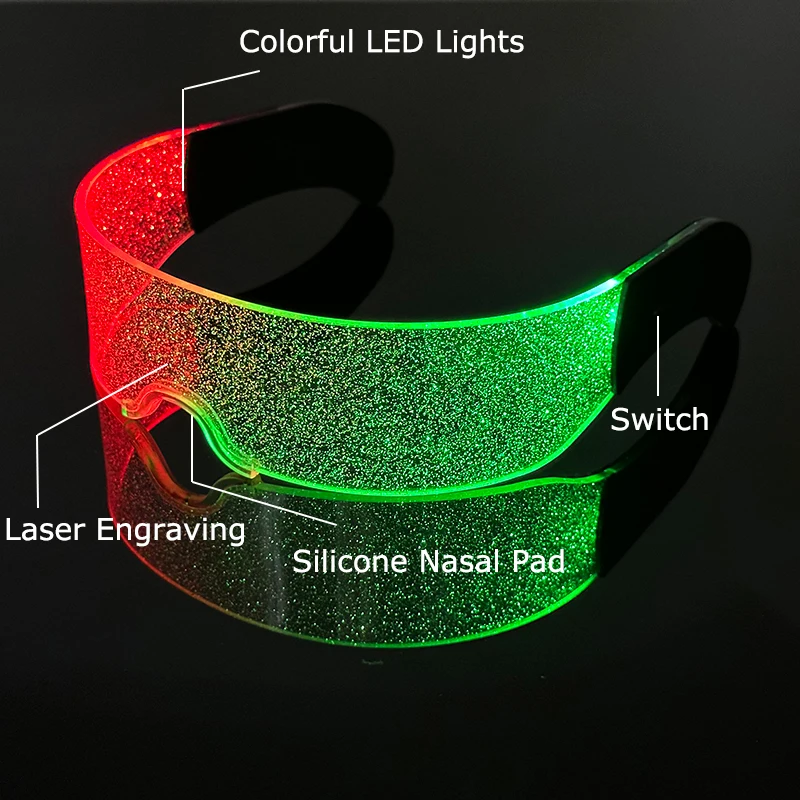 موضة ملونة مضيئة النيون LED تضيء نظارات مستقبلية وامض الإلكترونية قناع نظارات لملهى ليلي DJ ديكور الحفلات