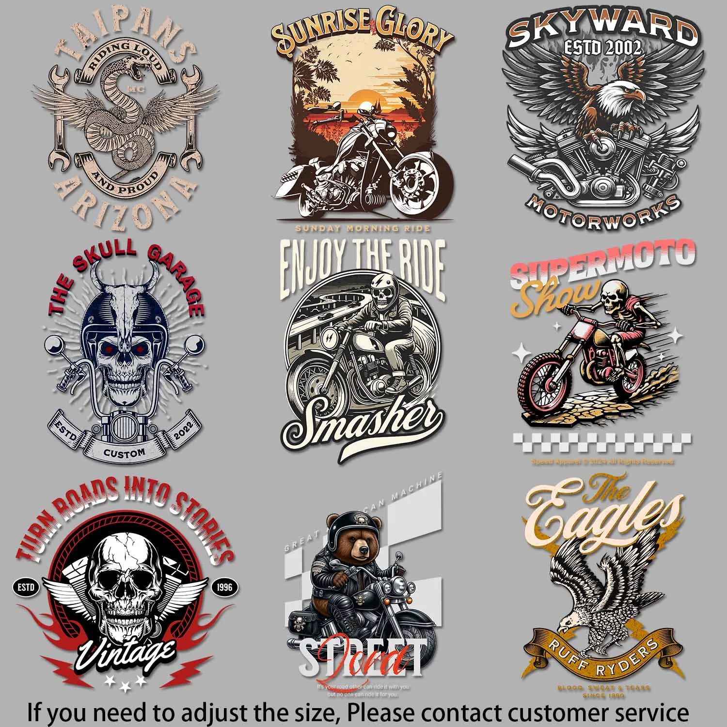Riding - themed Graphic Vintage - style Design Road - story Motif Iron-on Transfers for Clothing Perfect for DIY Gifts