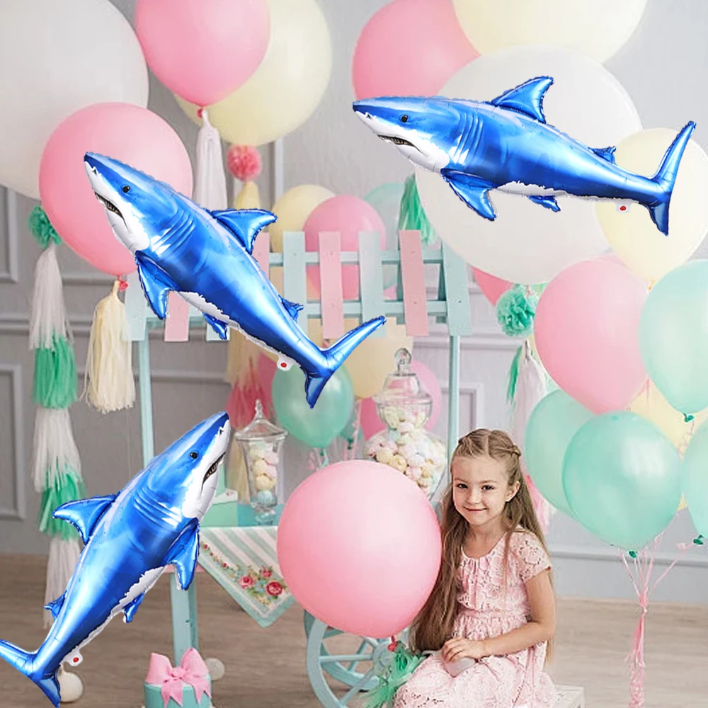 1/2 Stück Ozean-Thema Hai-Folienballons Unterwasser-Geburtstags- und Hochzeitspartydekoration Baby-Shower-Zubehör Kindergeschenke – Detail 2