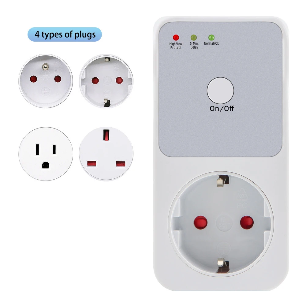 Automatic Voltage Protector Socket Switcher AC 220V Power Surge Safe Protector EU Plug Socket Voltage Safe Refrigerator Protect