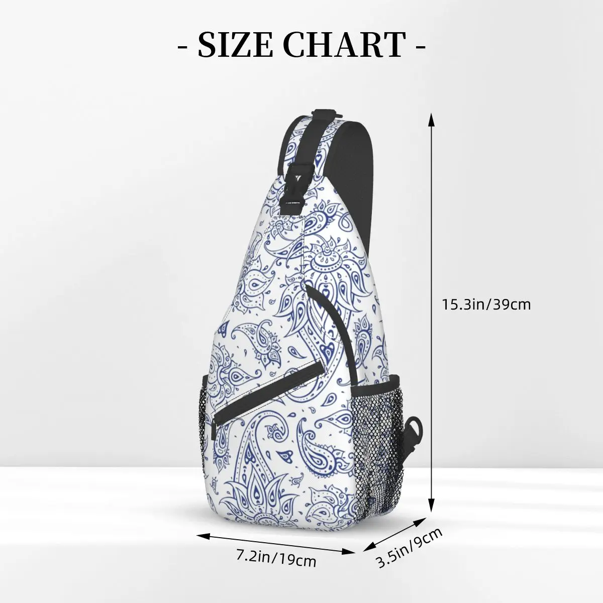 Indigo Paisley-bandolera con estampado Vintage, bolso de pecho, mochila de hombro, mochila de día para senderismo, bolsa de viaje al aire libre