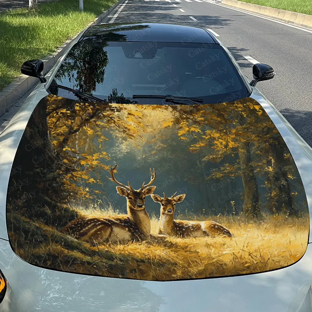 

Forest Lying Deer Car Hood Stickers, High-quality Vinyl Decals Suitable For Cars And Trucks, Fit Well, Weather Resistant, Easy T