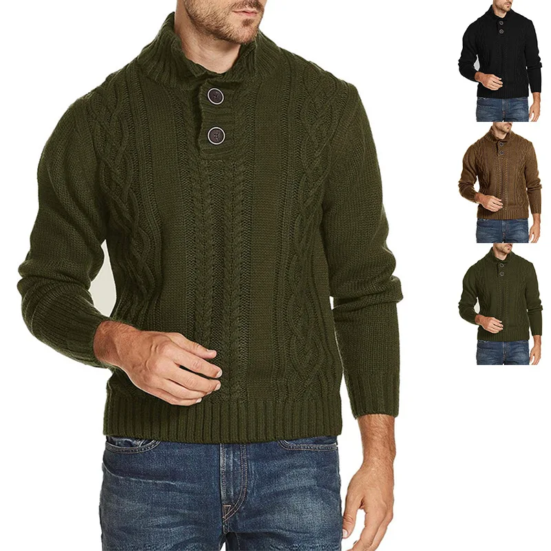 

Nice European and American autumn and winter Pop sweater men's fashion solid color long sleeved sweater