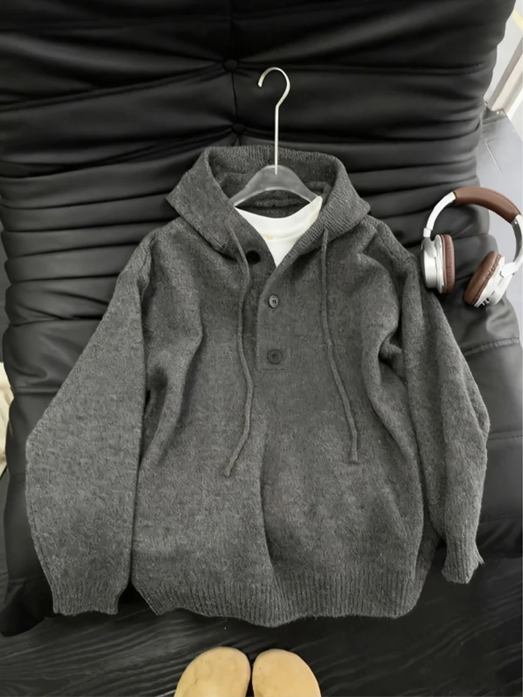 

Мужская толстовка в стиле ретро Cleanfit: свободный крой, вязаный свитер, верхняя одежда, модный бренд, плотный трикотаж, осенне-зимняя повседневная одежда