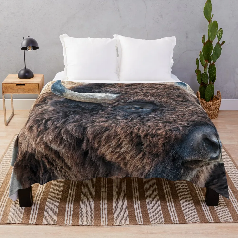 

In The Presence Of Bison by OLena Art Throw Blanket Soft Beds manga Sofa Quilt Summer Beddings Blankets