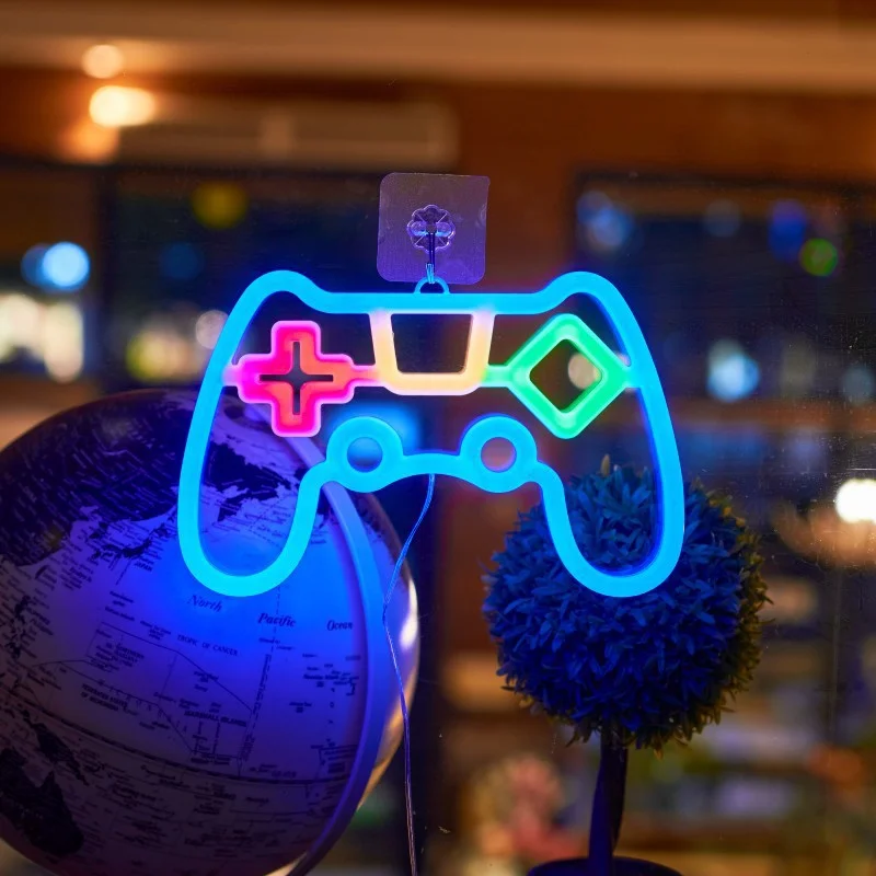 Game Neon Sign Gamepad Controller Neon Signs Gaming Wall Lights Decor for Game Room Neon Lights Children Room Party Decoration