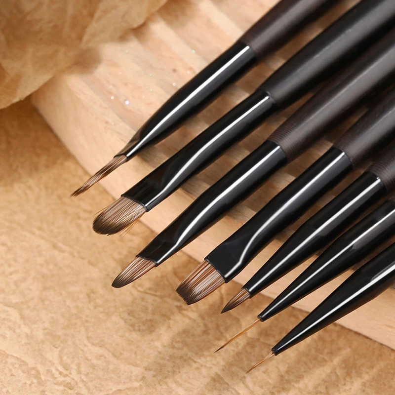 Sandalwood Handle Gradient Blooming Brushes Effect Nail UV Gel Liner Brush Drawing Pen Stripes Flower Nail Art Painting Tools