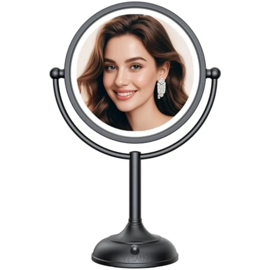 

Professional 8.5" Lighted Makeup Mirror 1X/10X Double Sided HD Undistorted Magnifying Mirror with 3 Color 90 Dimmable LED light