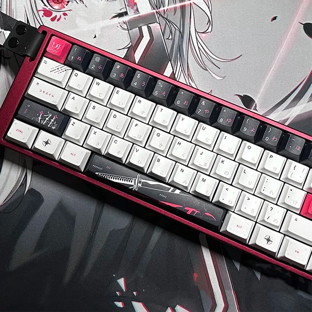 Yuki Aim Anime Keycaps Cartoon Dye-sub PBT Keycap Cherry Keycaps Japan Key Cap Mechanical Keyboard Caps for Mad68 60