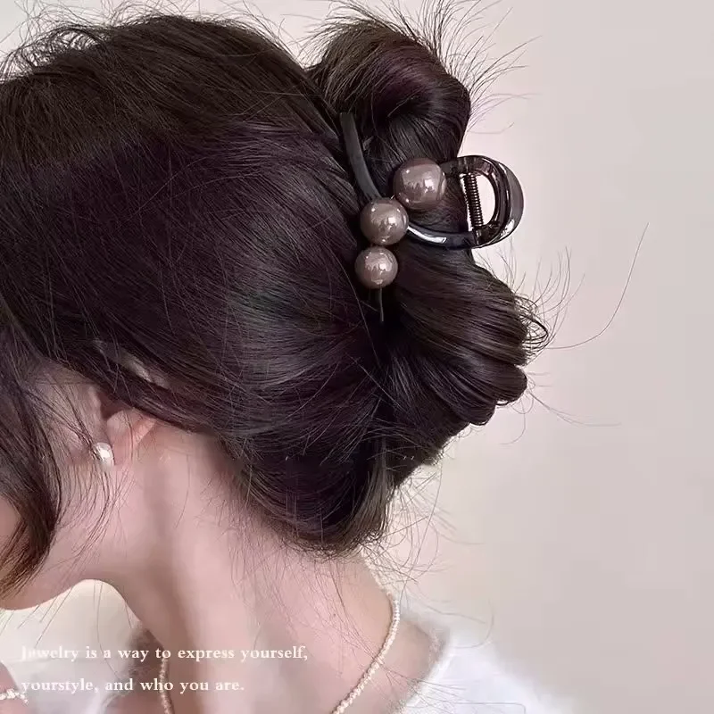 Perle eleganti Artiglio per capelli incrociato da 3,15 pollici per donne Ragazze Capelli dolci Ornamento Artiglio Clip per capelli Forcina Accessori per capelli moda