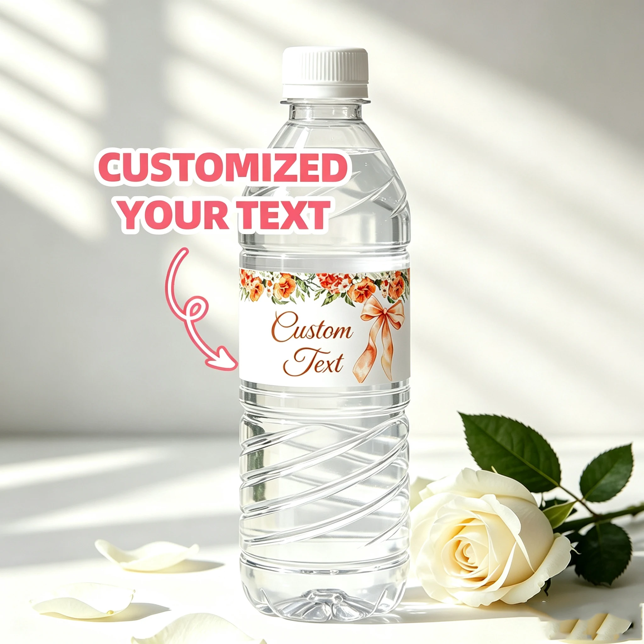 1‑60Pcs Custom Water Bottle Stickers, Personalized Labels, Wedding Ceremony & Anniversary Bottle Decor for Newlyweds