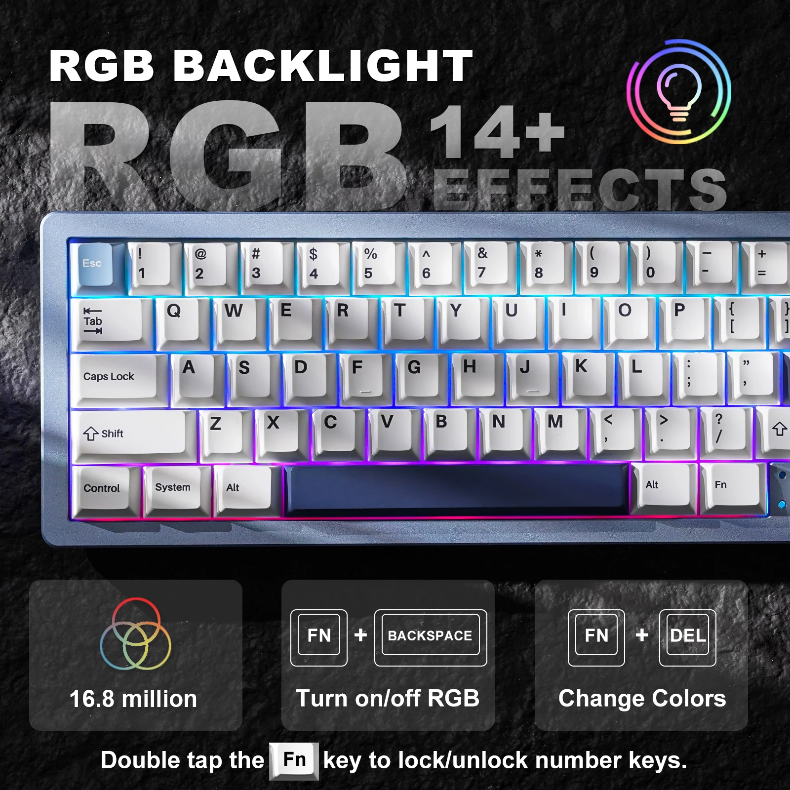 Yunzii al66 blau 66-Tasten cnc Aluminium knopf drahtlos Bluetooth/2,4g/verdrahtet Hot-Swap-Dichtung montiert RGB mechanische Gaming-Tastatur