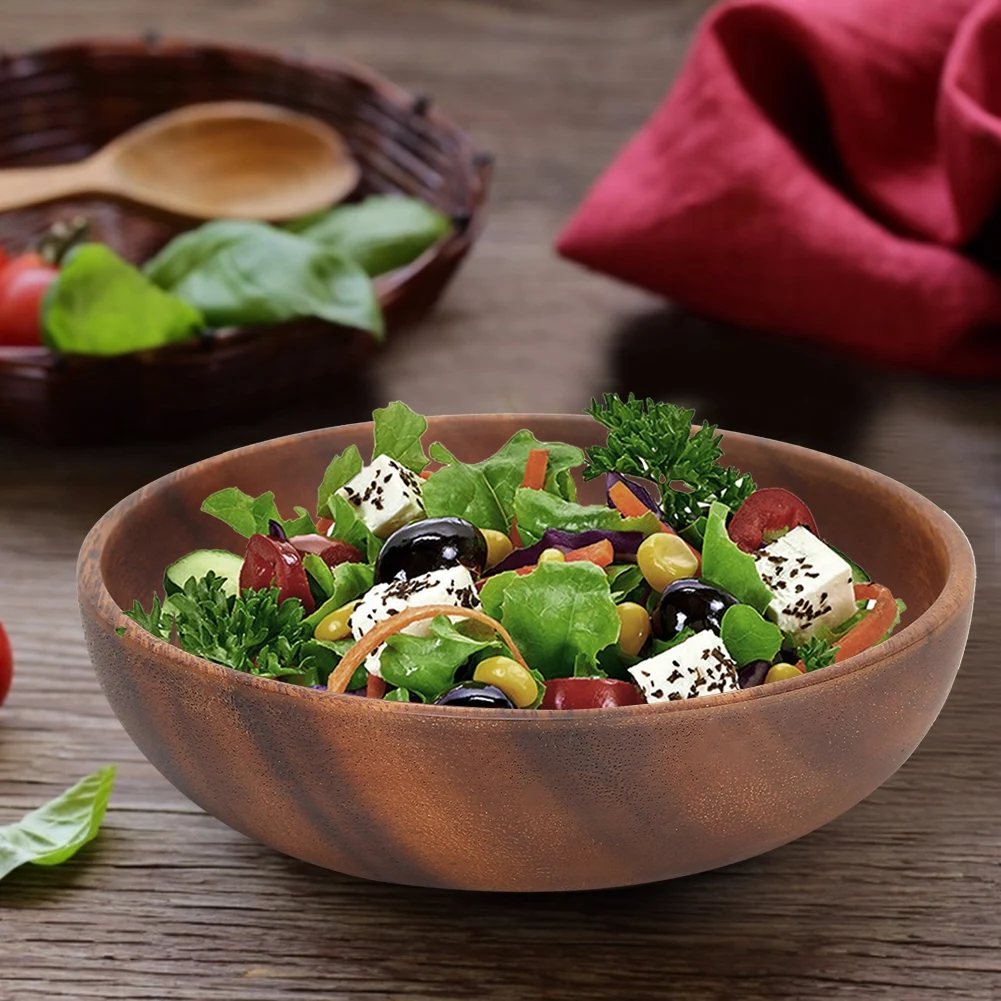 Wood Serving Bowls Wooden Snack Dish Fruit Food Salad Soup Bowl for Home Coffee Shop Use - view 3