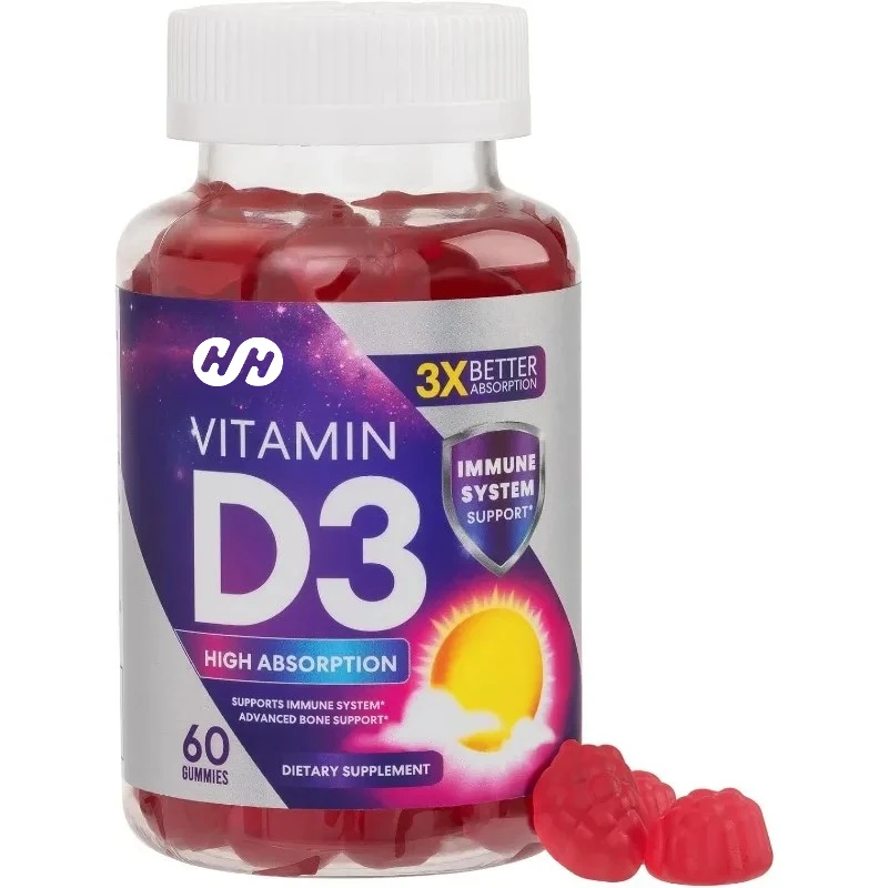 

Vitamin D3 Gummy Dietary Supplement - Bone, Tooth, Muscle, and Immune Support, Non GMO -60 Capsules