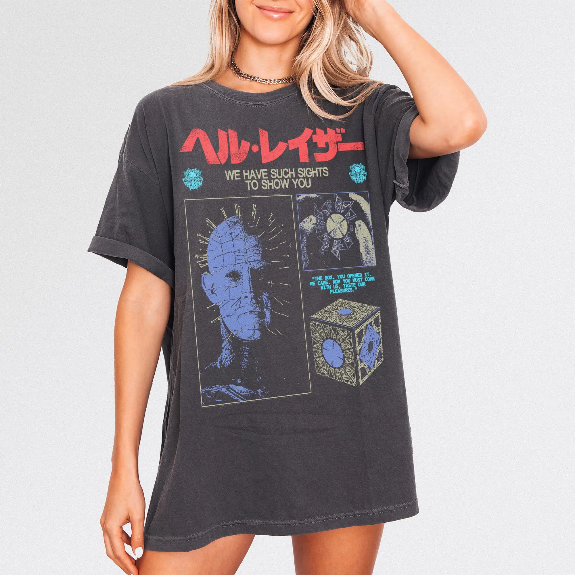 2026 Retro Hell Horror Movie Pattern T-shirt 80s Needle Movie Style Comfortable T-shirt Y2k Ins