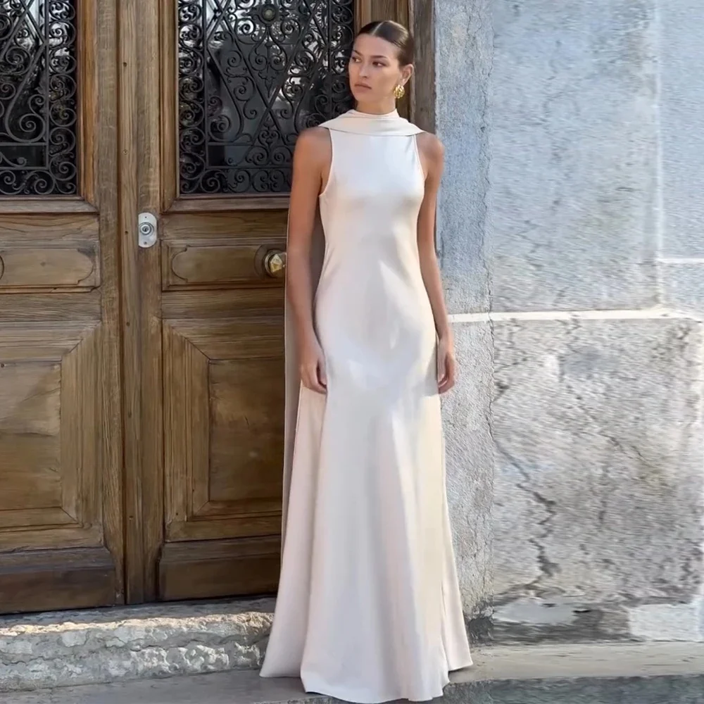 Maßgeschneiderte elegante saudi-arabische Kleider für besondere Anlässe, Satin-Meerjungfrau-Abendkleid, weißes Bankett-Socialite-Abendkleid