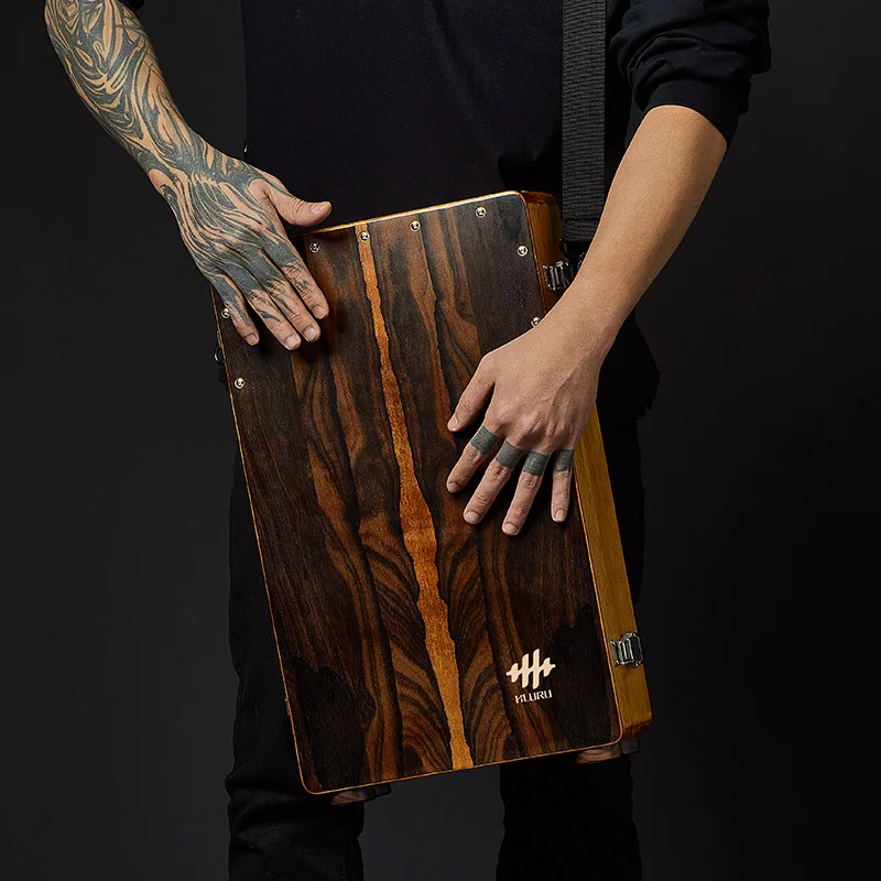 Hluru Cajon Box Drums Adjustable Ziricote Cajon with Snare Wires Portable Hand Drum Percussion Instrument for Adult Professional