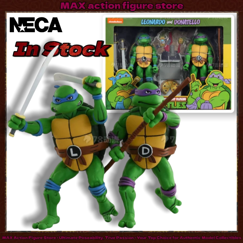 In Stock NECA 54102 Leonardo & Donatello 2nd Version 2-Pack 7" Action Figure Teenage Mutant Ninja Turtles TMNT 1987 Cartoon