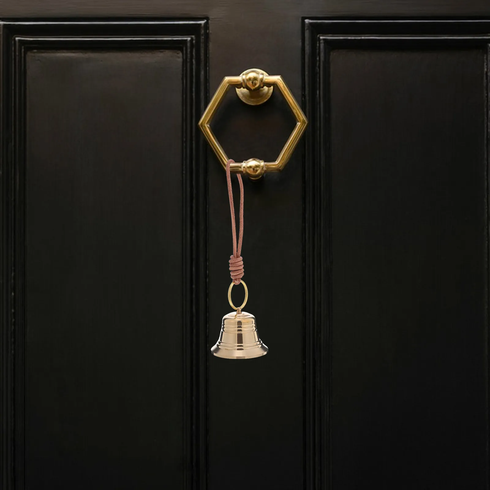 2Pcs Vintage Brass Hanging Bells Door Knob Decorative Rustic Doorbell Chimes Farmhouse Garden Gate Vintage Brass Jingle Bell