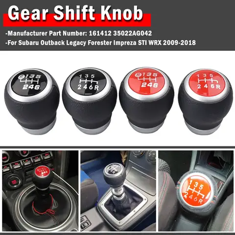 Car MT 6 Speed Suede Leather Gear Stick Shifter Lever Shift Knob For SUBARU LEGACY OUTBACK FORESTER IMPREZA STI WRX 2009-2018