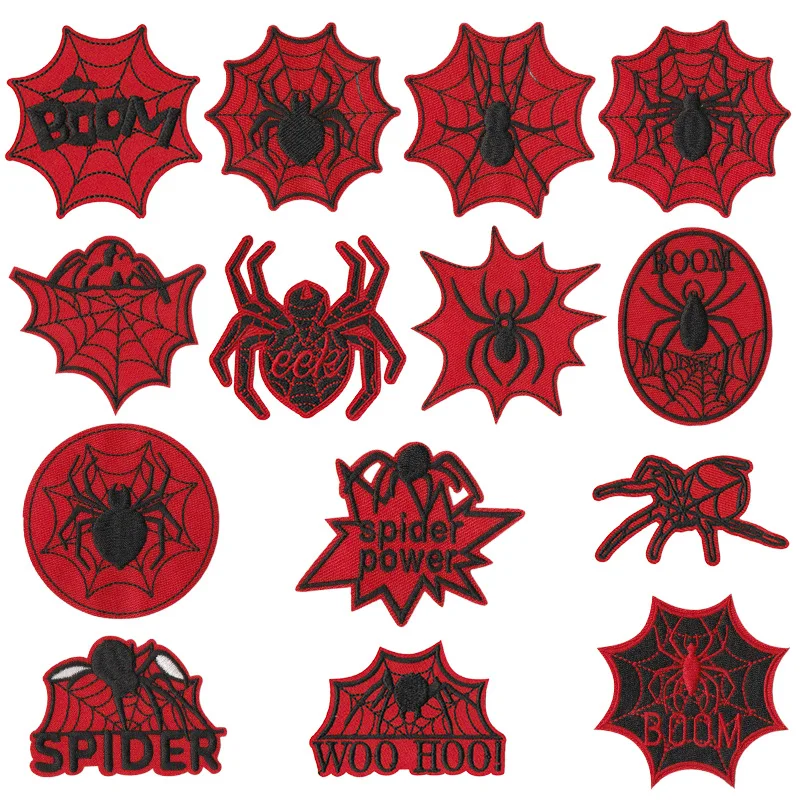 

1Pcs Cartoon Decorative Patch Red Spider Lcon Embroidered Applique Patches For Clothes Hat DIY Iron on Badges on a Backpack