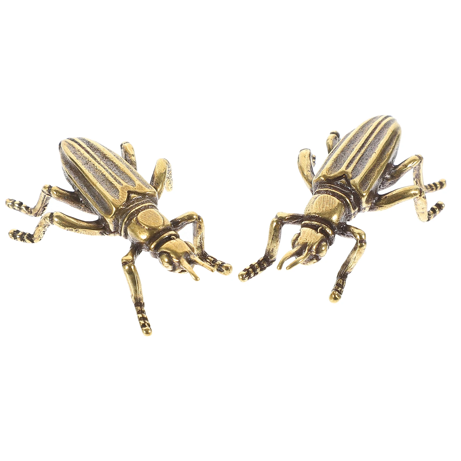 

2 Pcs Copper Ornaments Figurine Home Decor Crickets Adornment Miniature Desktop Vintage Statue Tabletop