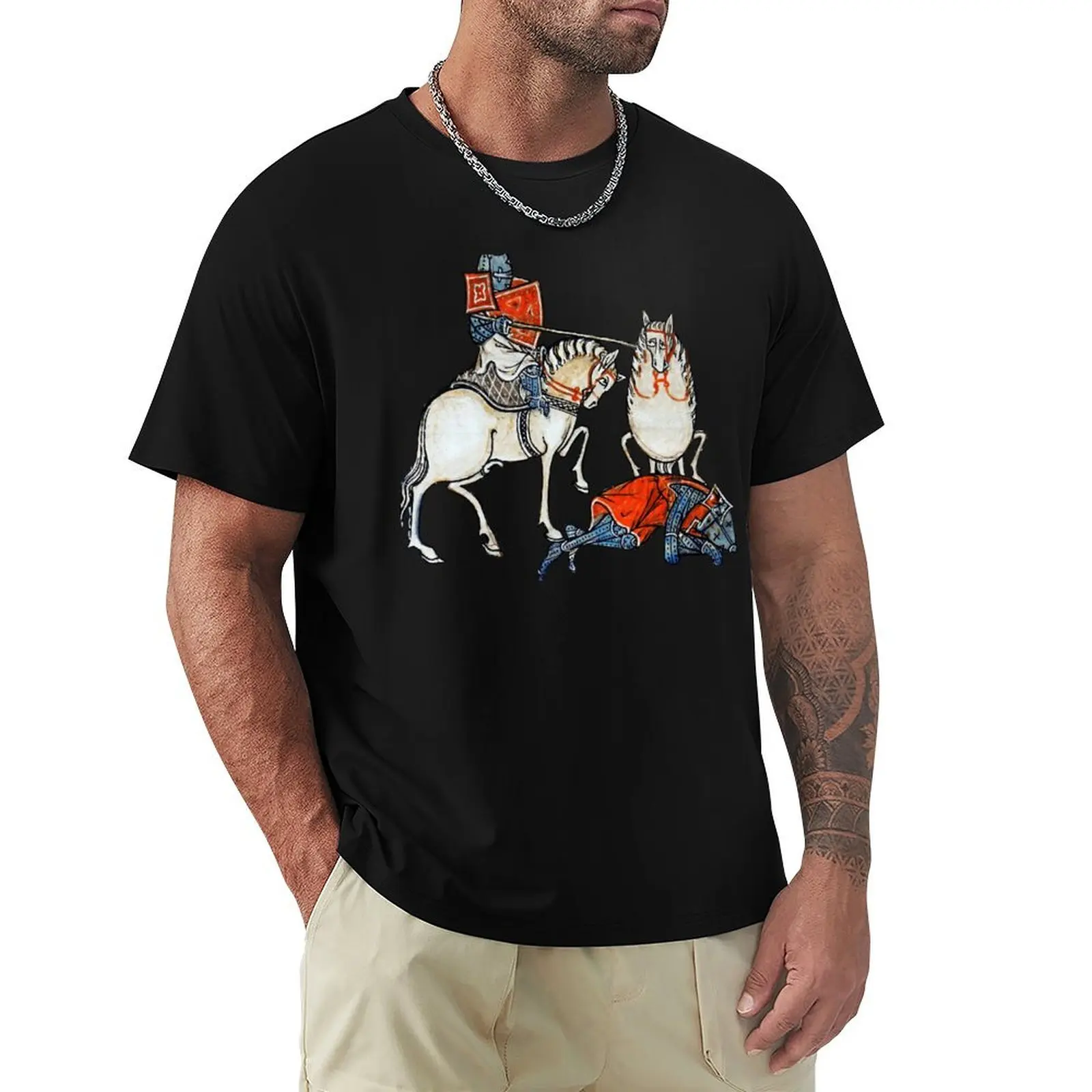 The story of Merlin, France 1316 ( EGG HORSE) T-Shirt blue archive custom shirt customizeds plain mens graphic t-shirts anime