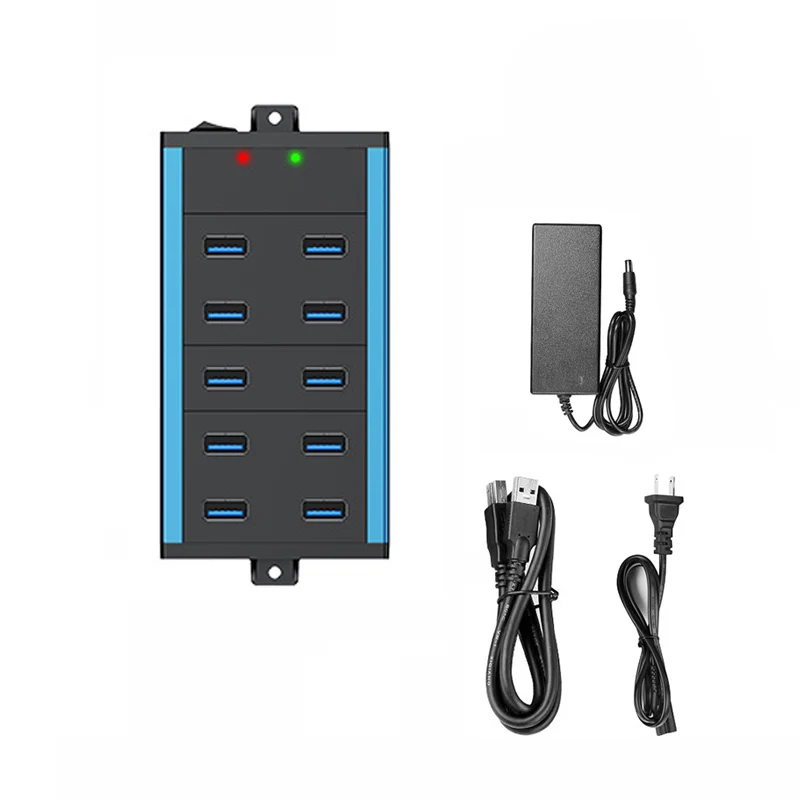 USB 3.0 Hub Splitter Multi USB 3.0 Hub Multiple 10 Port Hub Splitter With Power Adapter Computer Accessories Hub For PC