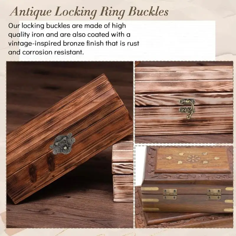 أقفال معدنية عتيقة، مفصلات زخرفية، بما في ذلك براغي التثبيت، تركيب بسيط لترميم خزانة الخشب M4YD #5