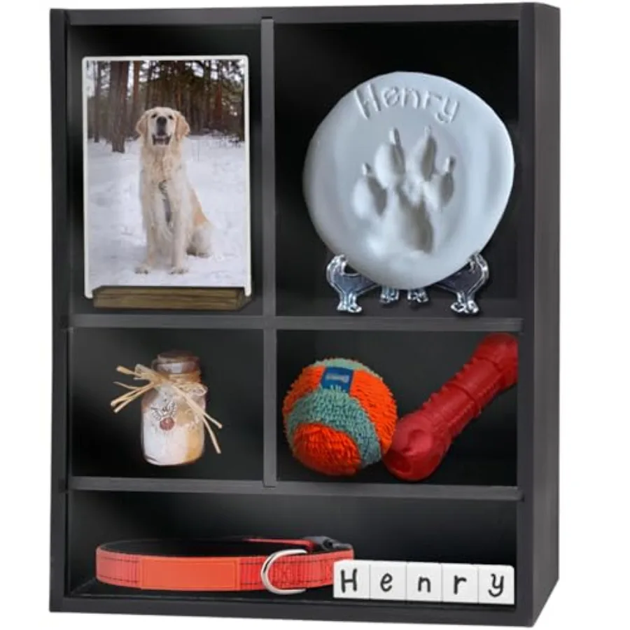 

Pet Memorial Deep Shadow Box with Shelves for Dogs or Cats11*14" Solid Wood Pet Frame Urn Ashes Display Case for as Loss Pet Re