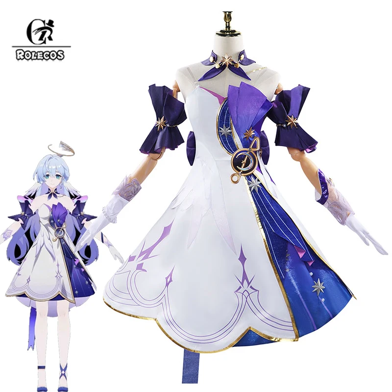 

ROLECOS Robin Cosplay Costume Honkai Star Rail Robin Idol Singer Penacony Women Halloween Party Dress With Musical Elements