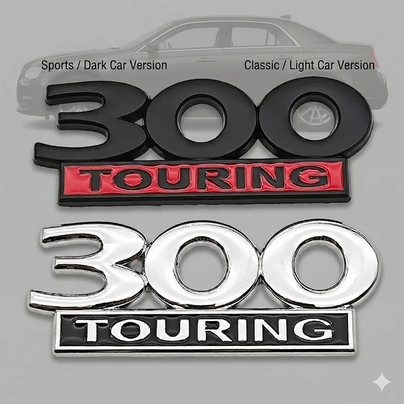 3D 300 TOURING Trunk Emblem Badge For Chrysler 300 Car Rear Tailgate Fender Logo Decal Black Chrome Auto Replacement Sticker view 5