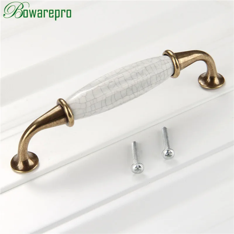 Single Hole/96mm/128mm Ceramic Kitchen Cabinet Handles Drawer Pull Knobs Vintage Antique Brass Furniture Wardrobe Door Handle image 4