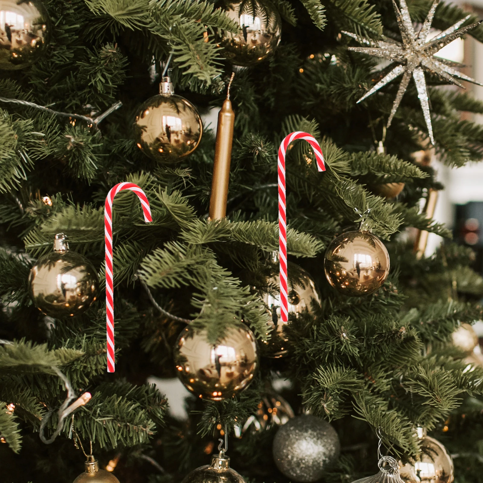 

18 pcs Christmas Candy Canes Santa Claus Decorations Colorful Plastic Tree Hanging for Kids Durable Holiday Party Supply
