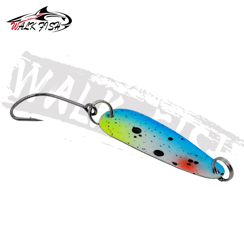 WALK FISH Cuchara Metal Jig cobre con anzuelo para trucha y lucioperca