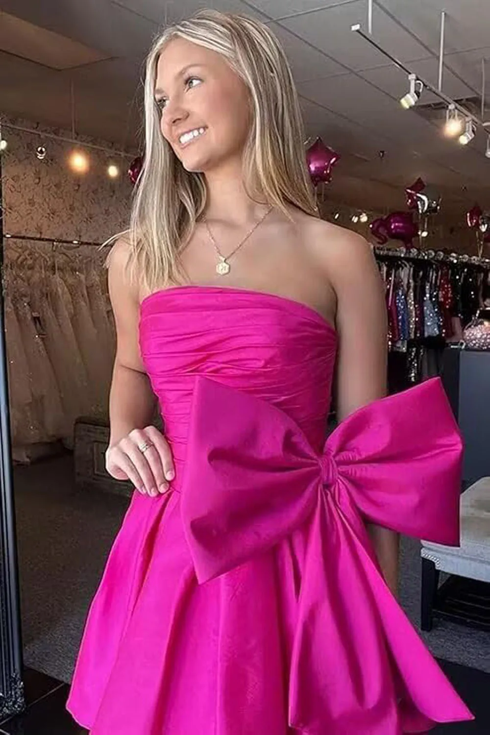 Taffeta Homecoming Dresses Strapless Big Bow Lace Up Ruched Mini A Line Elegant Party Prom Cocktail Graduation Vestido Curto