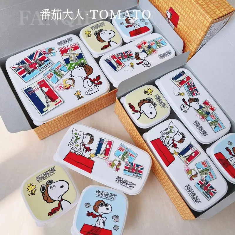 

White Snoopy Cartoon Cute Pattern Resin Fresh-Keeping Box Set Desktop Sundries Storage Box Kawaii Anime Toy Girl Birthday Gift