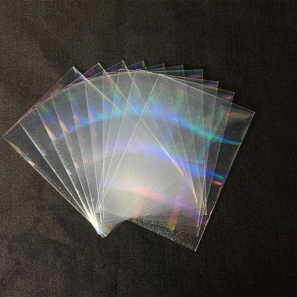 

50pcs Holographic Card Sleeves Foil Transparent Laser Clear YGO PKM Photo Kpop Protector Trading Cards Shield Cover