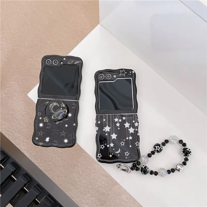 Funda trasera para Samsung Galaxy Z Flip 5, carcasa a prueba de golpes, brazalete de estrella, onda IMD, Z Flip5, ZFlip5