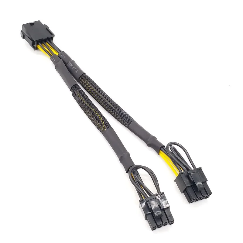 20cm Braided Y-Splitter GPU Adapter Cable PCIe 8 Pin Female To Dual 2X8 Pin(6+2) Male PCI Express Power Adapter Extension Cable