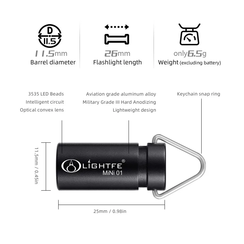 4.5G Mini Aluminum Alloy Flashlight Small Torch Waterproof Camping Light White Light Outdoor Survival Tool Portable Pocket Keych