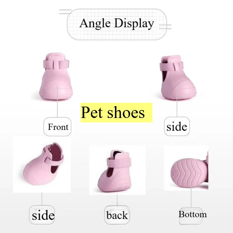 

4pcs Pet Shoes Dog Shoe Supplies Dopamine Small Medium-sized Dogs Rain Shoes Cats Outdoor Shoe Dog Ankle Boots Pet Accessories