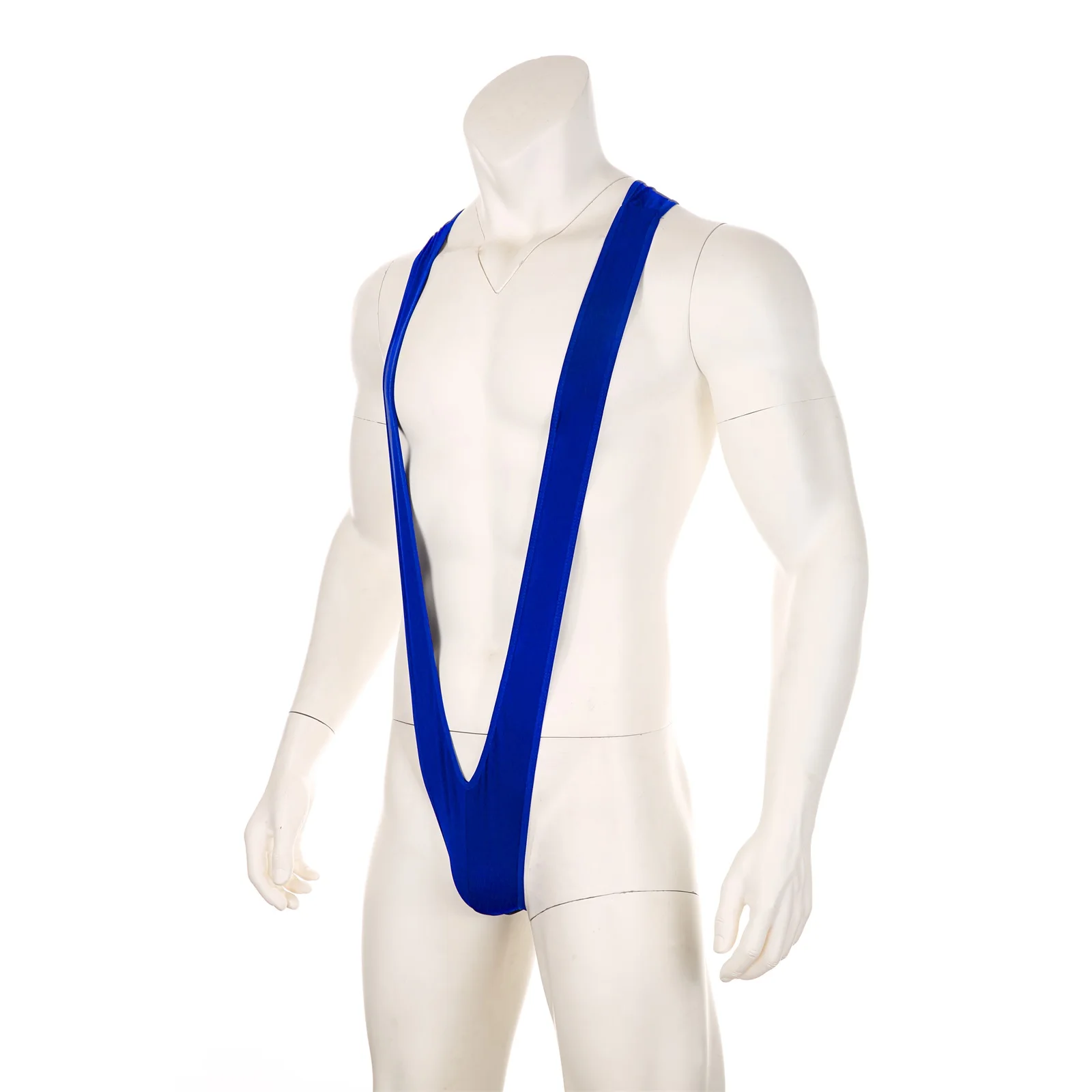 Seksi erkek erotik iç çamaşırı mayo askıları Borat Mankini tek parça V Sling streç tekli Bodysuit külot streç