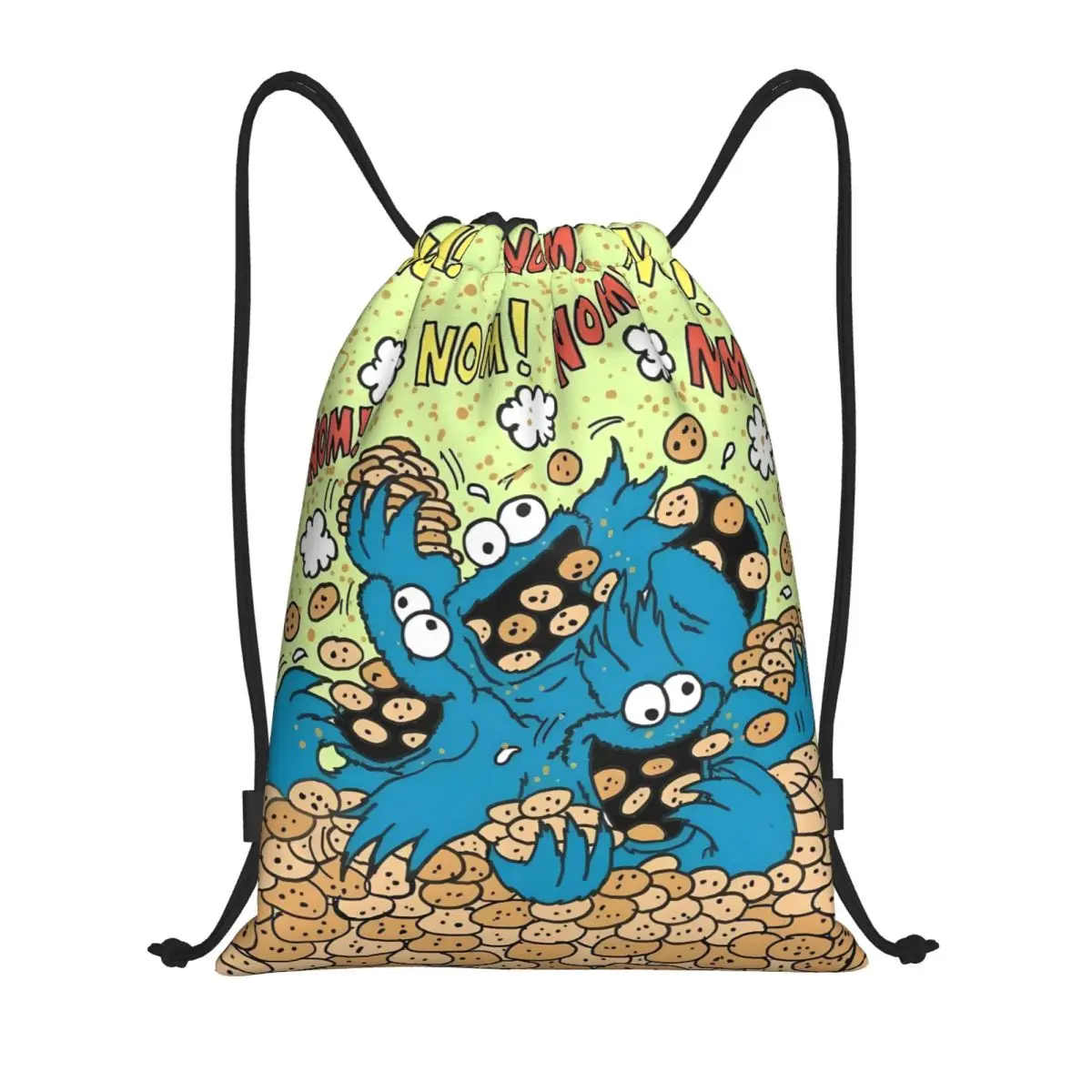 

Custom Cookie Monster Drawstring Bag Women Men Lightweight Educational Children's Television Sports Gym Storage Backpack