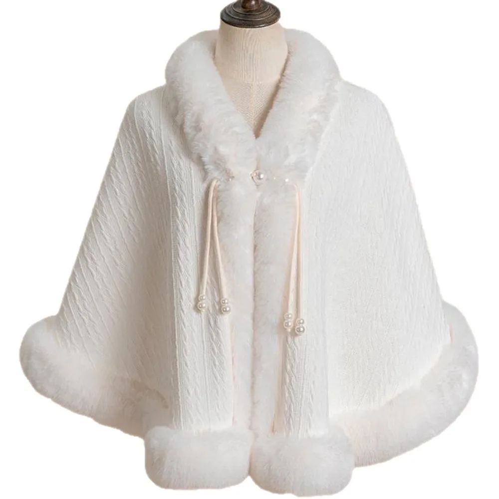 

1 шт., зимнее пальто с интенсивностью флиса, манлет с v-образным вырезом, накидка с меховым воротником, однотонная шаль «Последние денег»