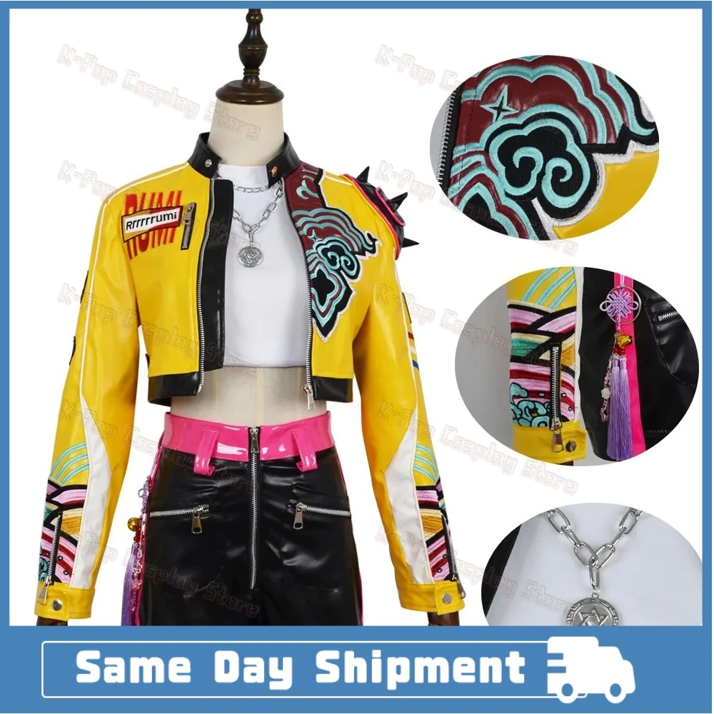 

New Movie K-Pop Demon Hunters Cosplay Costume Rumi Top Pants Jacket Set Halloween Party Props Stage Show Accessories