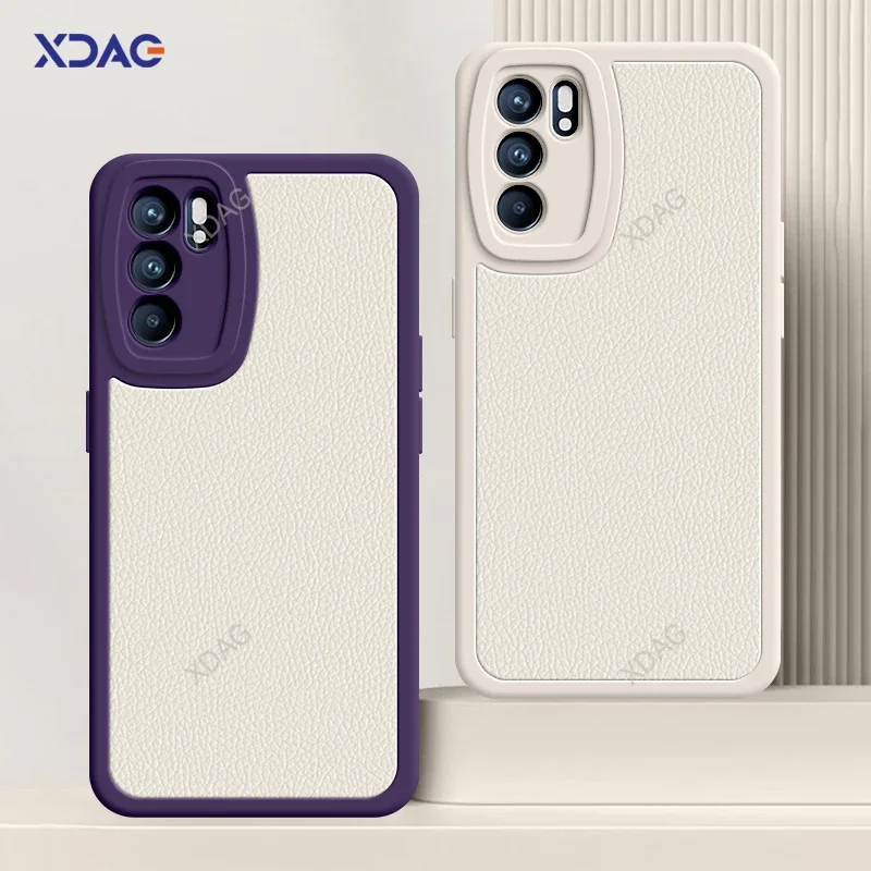 

Luxury Lambskin Leather Phone Case for OPPO Reno6 Reno 6 Pro Plus Reno6Pro 6ProPlus 5G Shockproof Litchi Soft Back Cover Housing