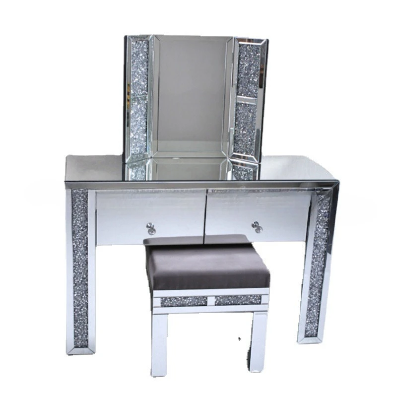 

Mirror glass light luxury dresser bedroom modern simple screen small apartment makeup table storage integrated